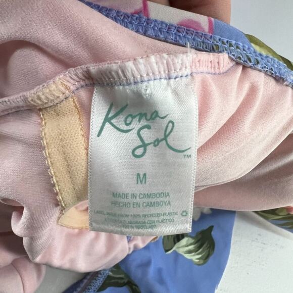 Kona Sol Over the Shoulder Ruffle High Coverage One Piece Swimsuit Womens M - Picture 5 of 8